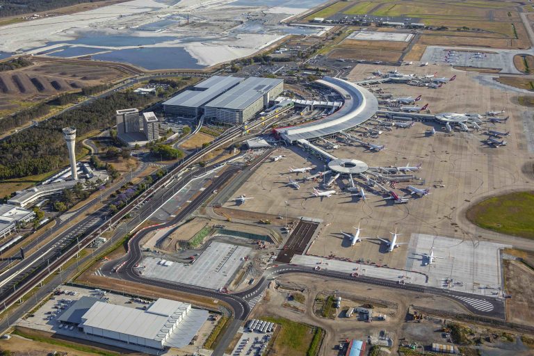 Aerial view of Brisbane Airport infrastructure managed using Asset Vision’s connected asset management platform